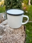Preview: Emaille-Tasse in weiß-schwarz, ca. 350 ml, outdoor Reenactment
