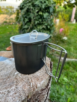 Preview: US Feldflaschenbecher aus Edelstahl mit Klappgriffe, Outdoor