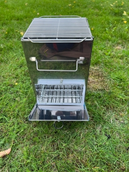 Rocket stove with grate foldable in stainless steel medium hobo