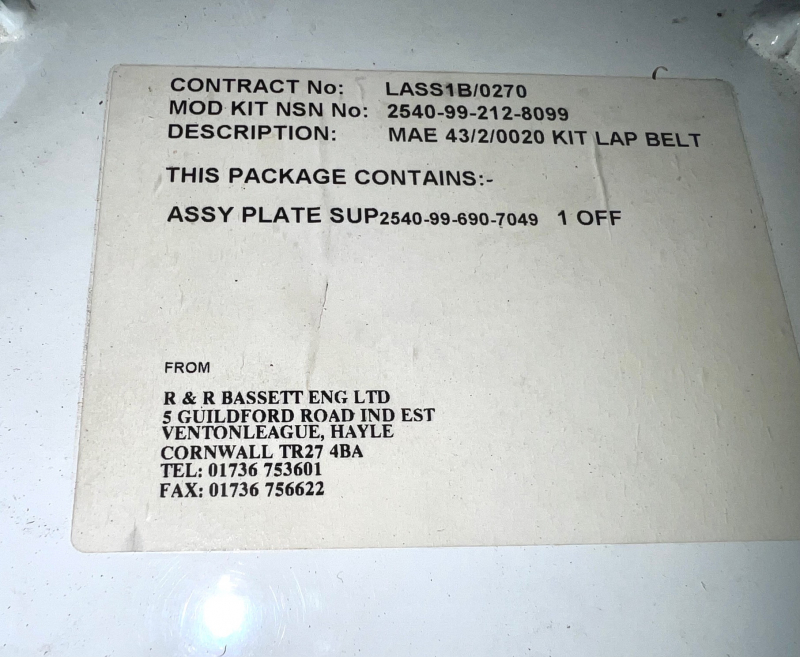 Passagiergurte für FV432 NSN 2540-99-212-8099 Kit Lap Belt